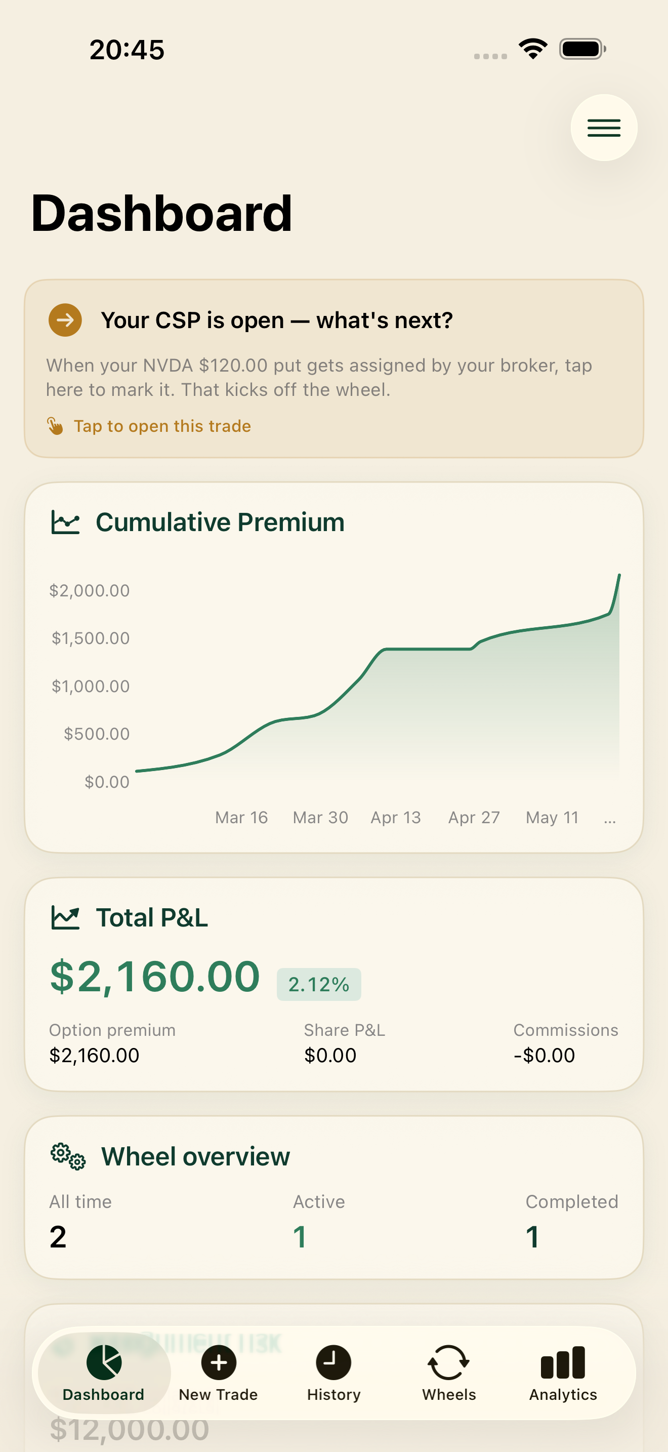 Wheelright dashboard on iPhone